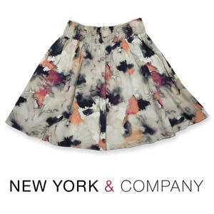 NEW YORK & COMPANY 100% Cotton Smocked Waist Tie Dye Circle Skirt, Lined,  M